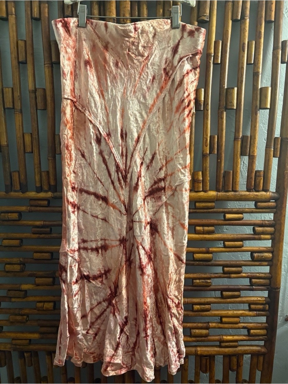 Free People Pink Velvet Tie-Dye Maxi Skirt